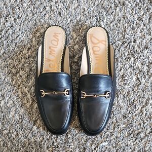 Sam Edelman Black Leather Loafers Linnie Bit Mule